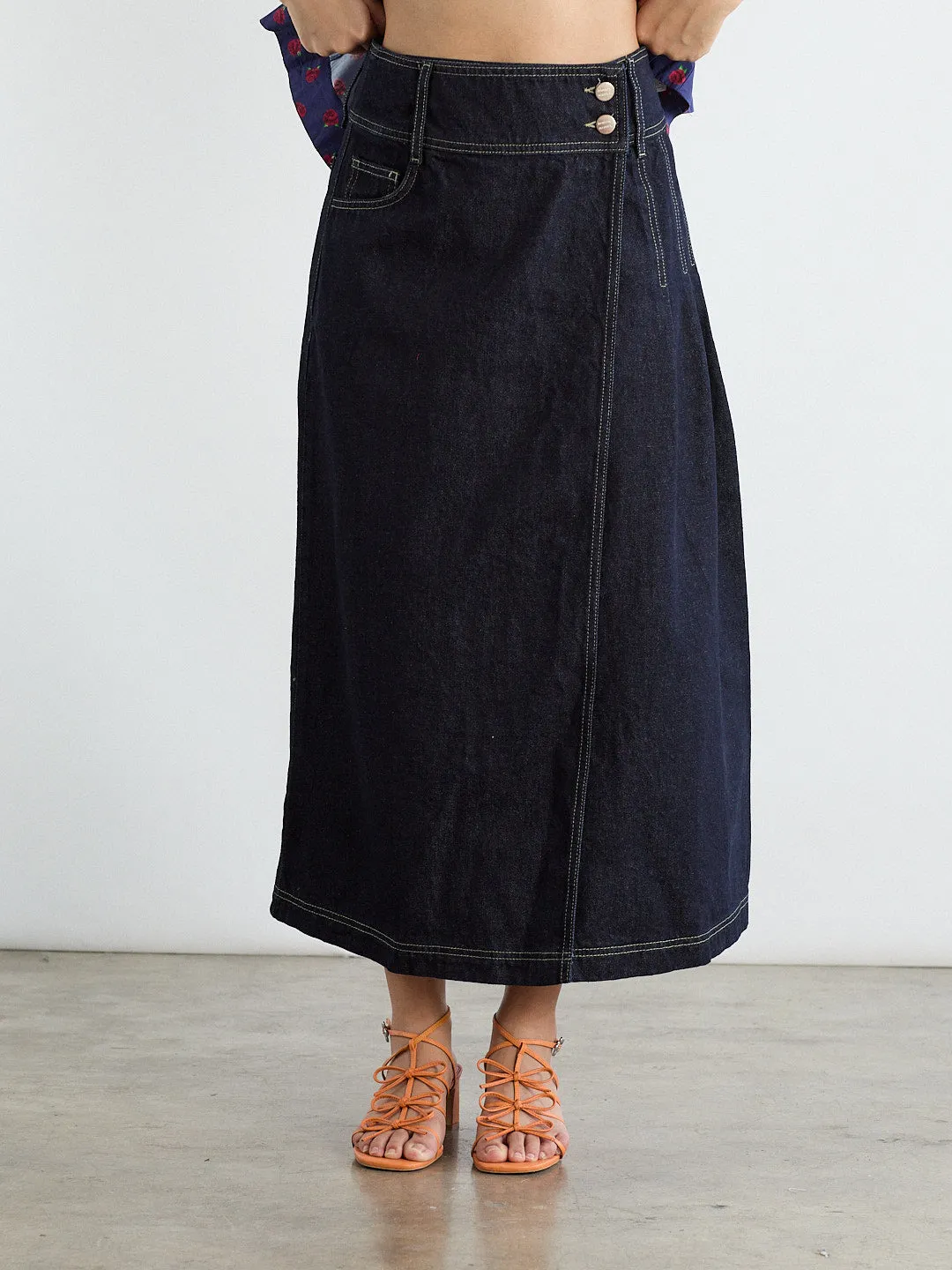 Raye Denim Skirt - Dark Indigo sold by Lisa Says Gah product image thumbnail 4