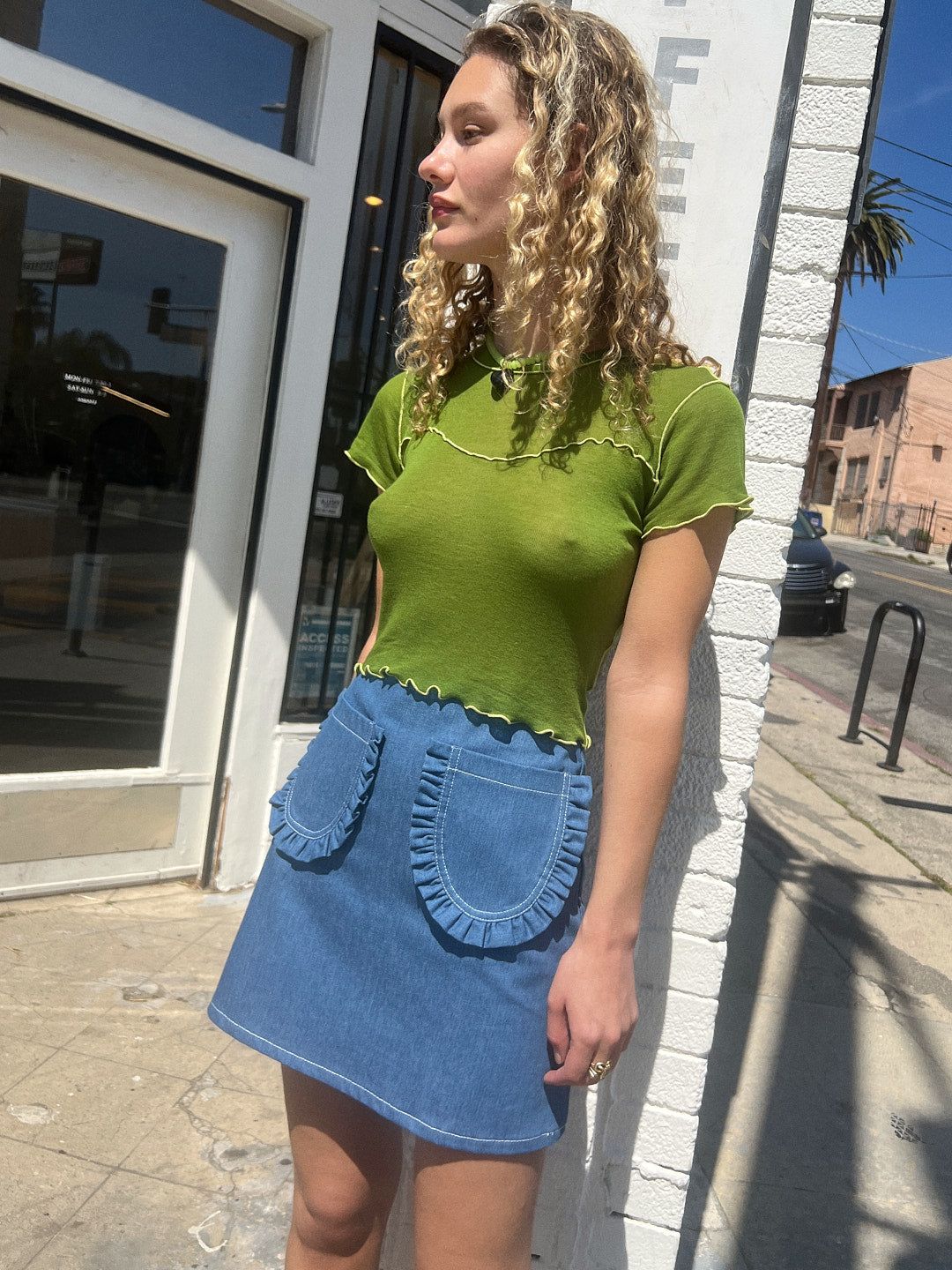 Tate Mini Skirt - Blue sold by Lisa Says Gah product image thumbnail 3