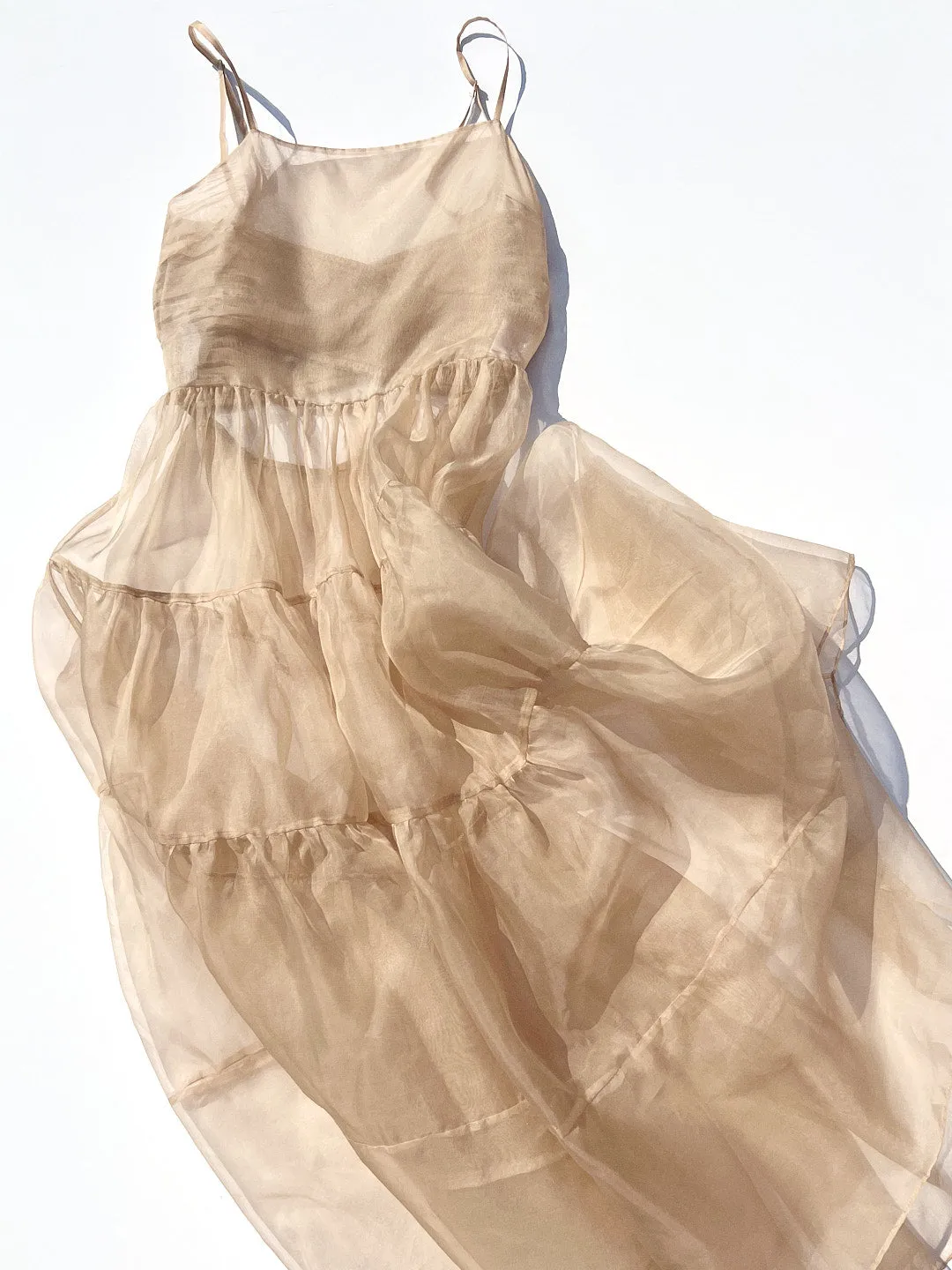Lucille Dress - Beige Silk Organza sold by Lisa Says Gah product image thumbnail 5