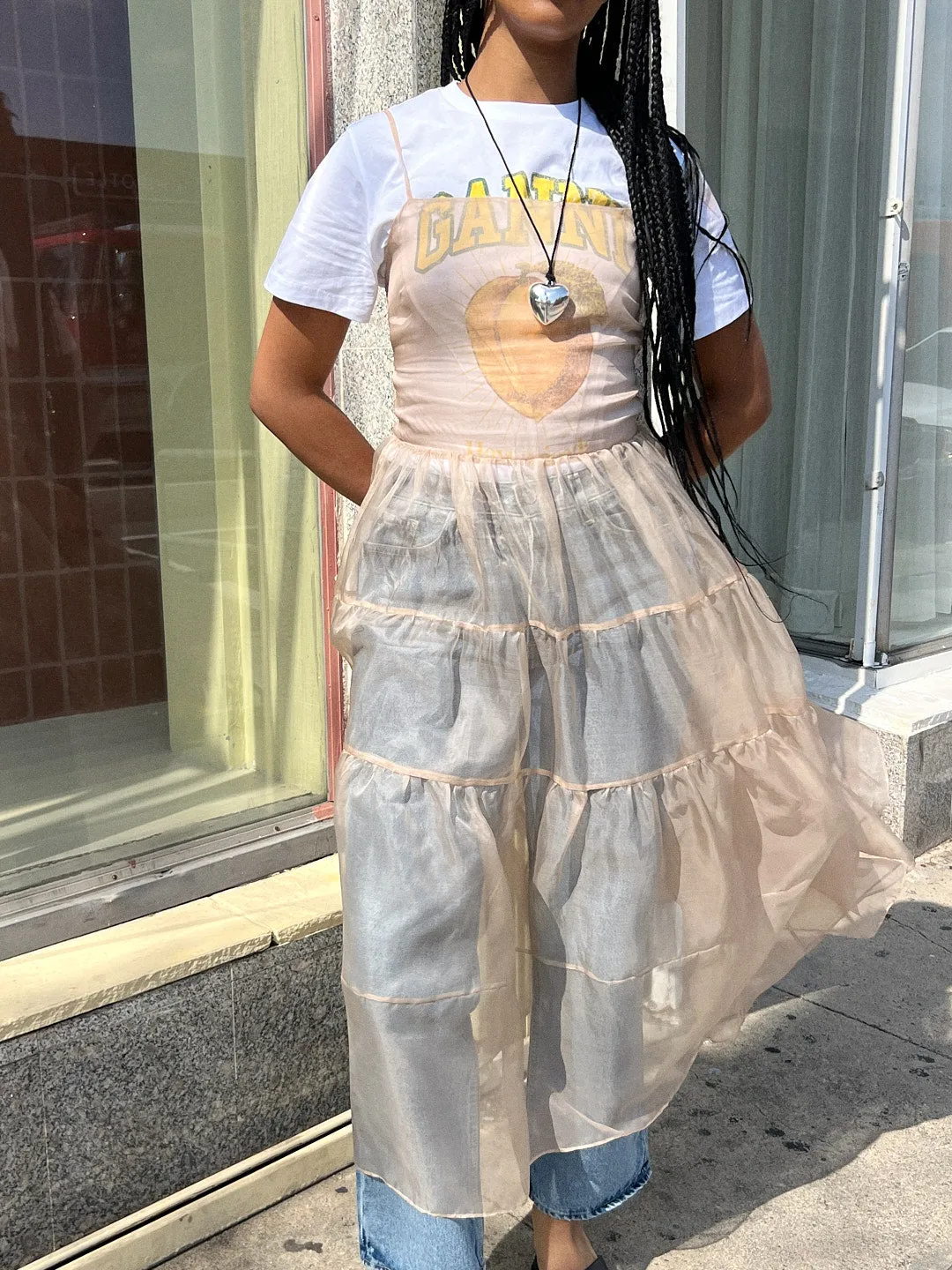 Lucille Dress - Beige Silk Organza sold by Lisa Says Gah product image thumbnail 3