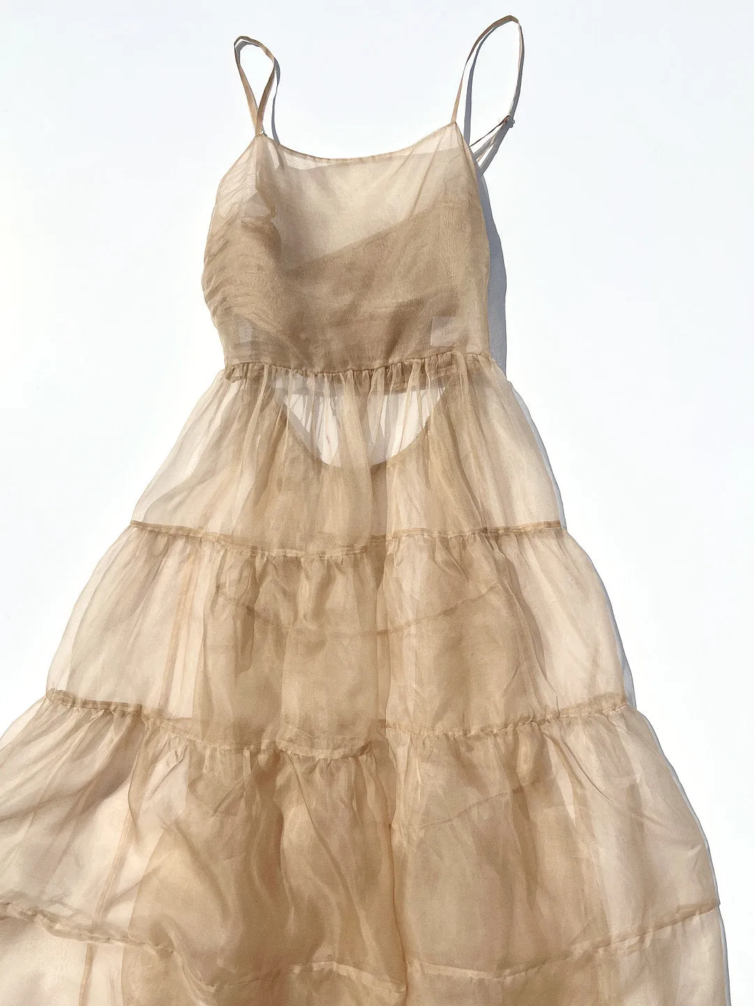 Lucille Dress - Beige Silk Organza sold by Lisa Says Gah product image thumbnail 2