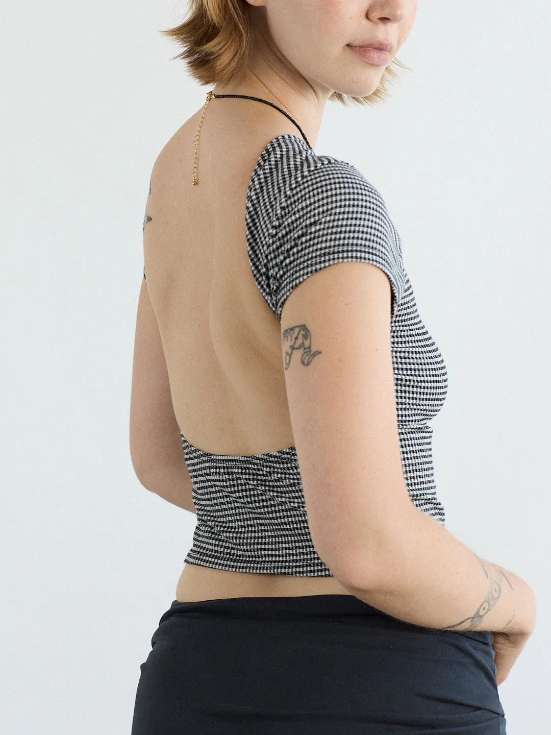 Rowan Tee - Caviar Gingham sold by Lisa Says Gah product image thumbnail 4