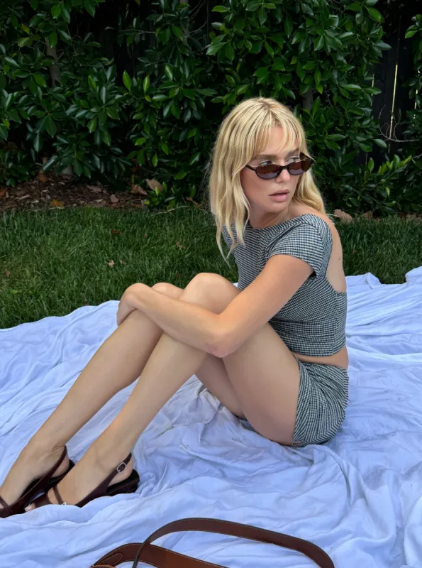 Rowan Tee - Caviar Gingham sold by Lisa Says Gah