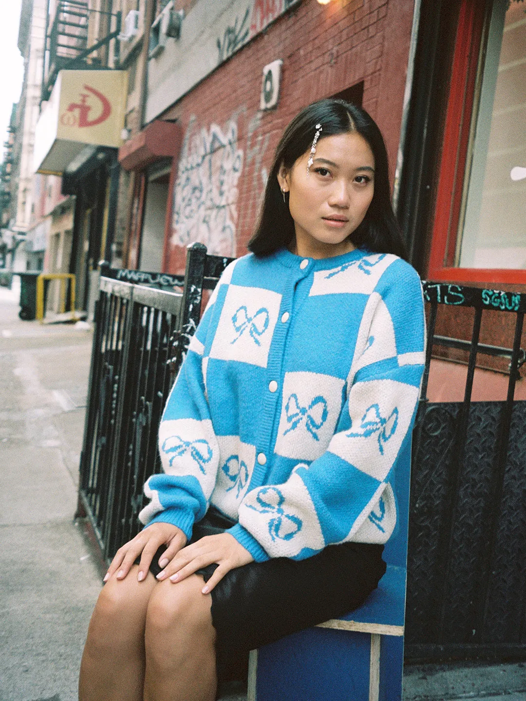 Lauda Cardi - Navy Bow Check sold by Lisa Says Gah product image thumbnail 5