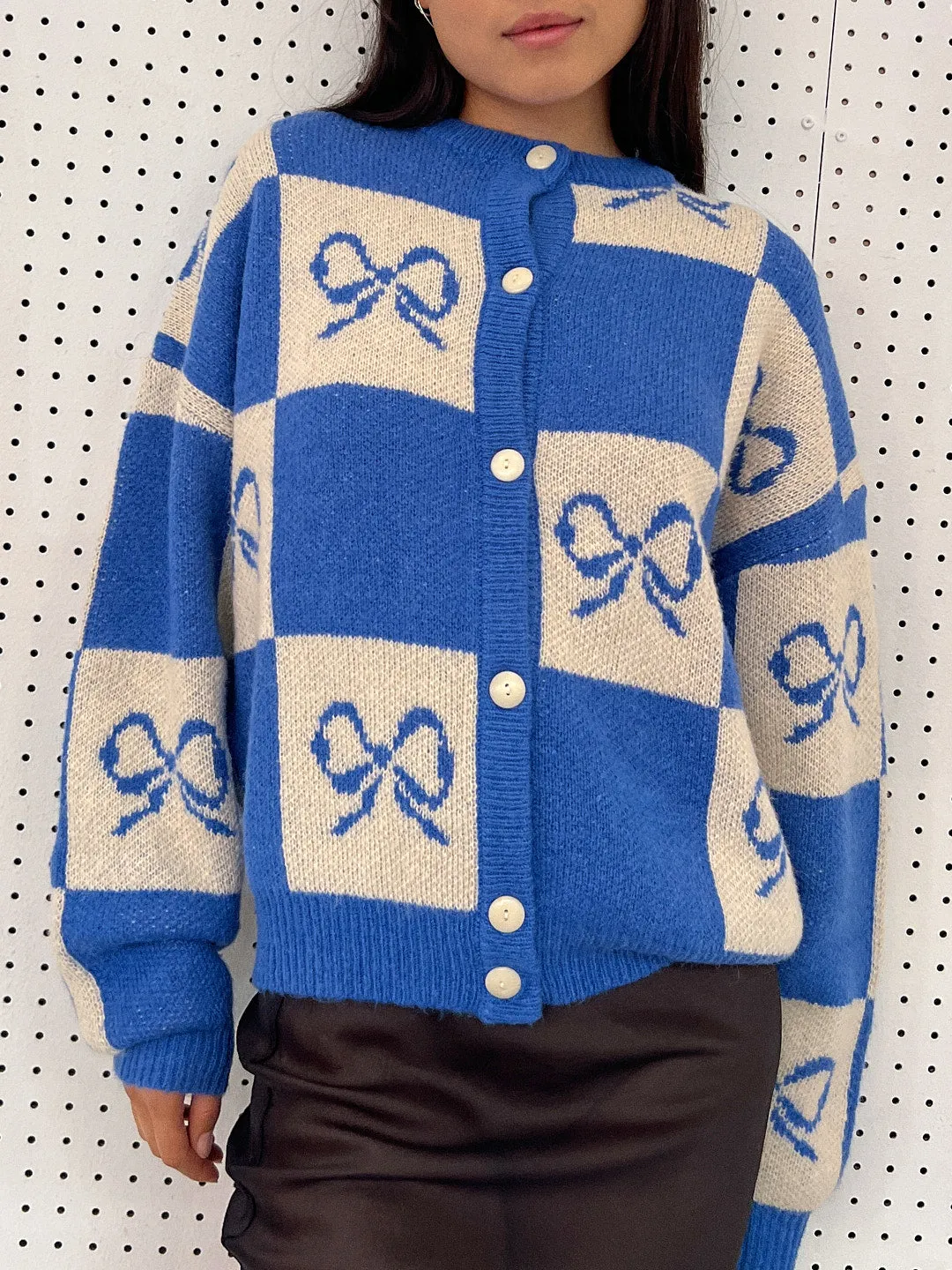 Lauda Cardi - Navy Bow Check sold by Lisa Says Gah product image thumbnail 2