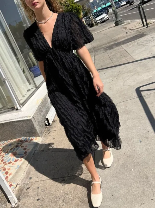 Isabelle Dress - Black Ruffle made by Lisa Says Gah