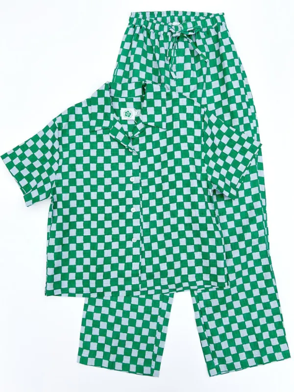 Resort Set Long - Blue/Green Check sold by Lisa Says Gah