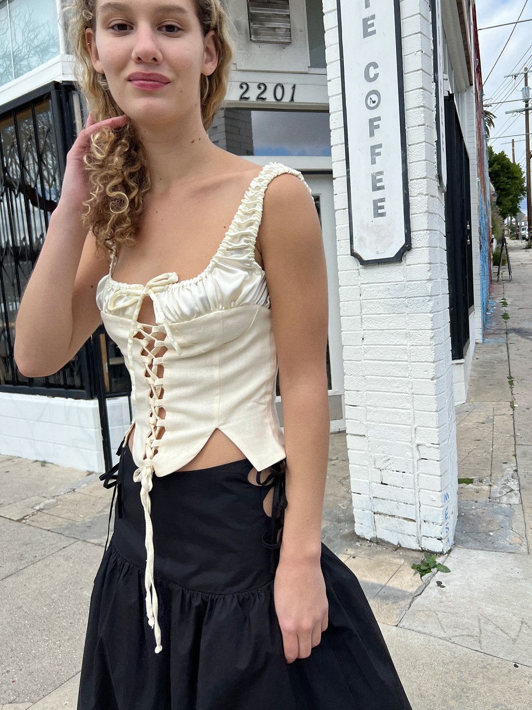 Emma Lace Up Corset - Ivory sold by Lisa Says Gah product image thumbnail 3