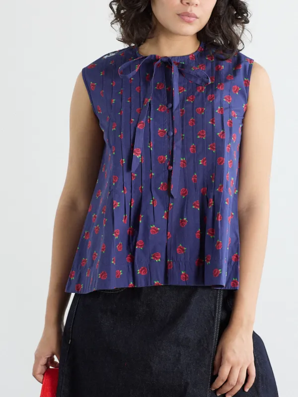 Nora Pin Tuck Blouse - Rose Print sold by Lisa Says Gah