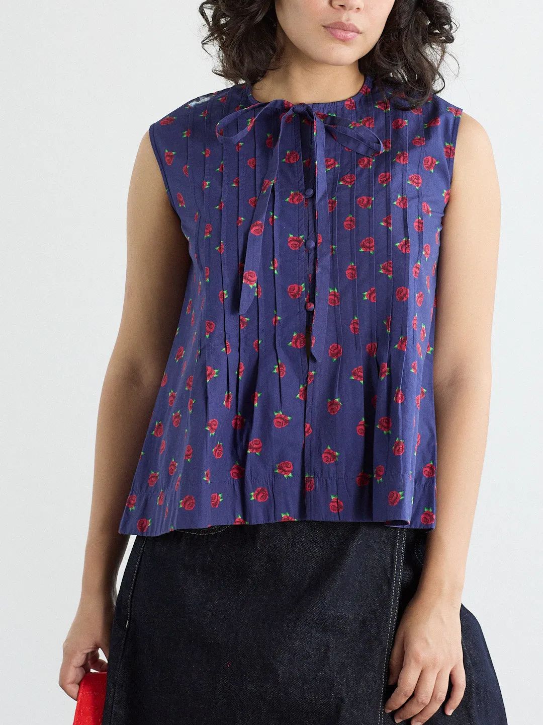 Nora Pin Tuck Blouse - Rose Print sold by Lisa Says Gah