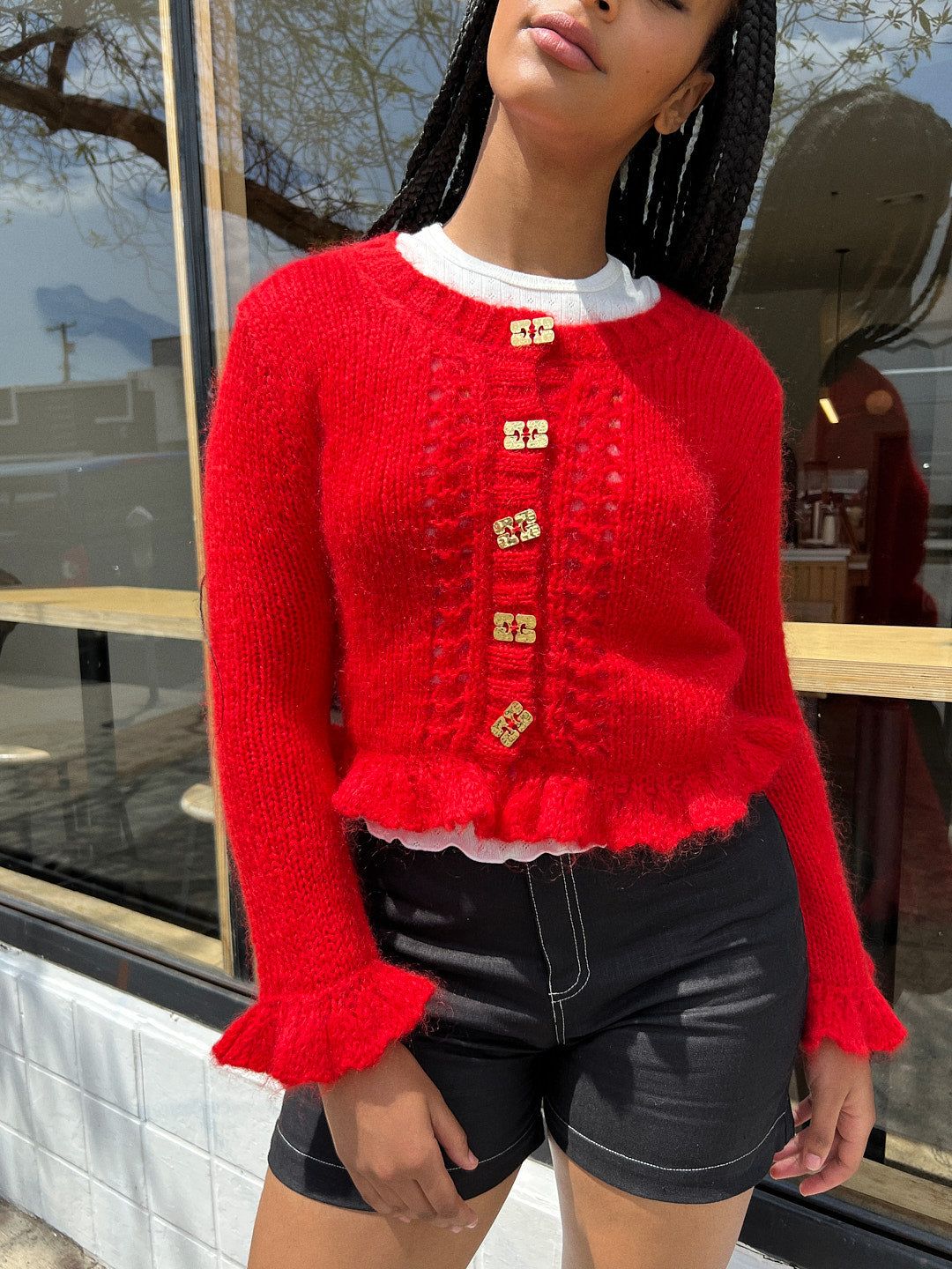 Mohair Cardigan - Racing Red sold by Lisa Says Gah product image thumbnail 5