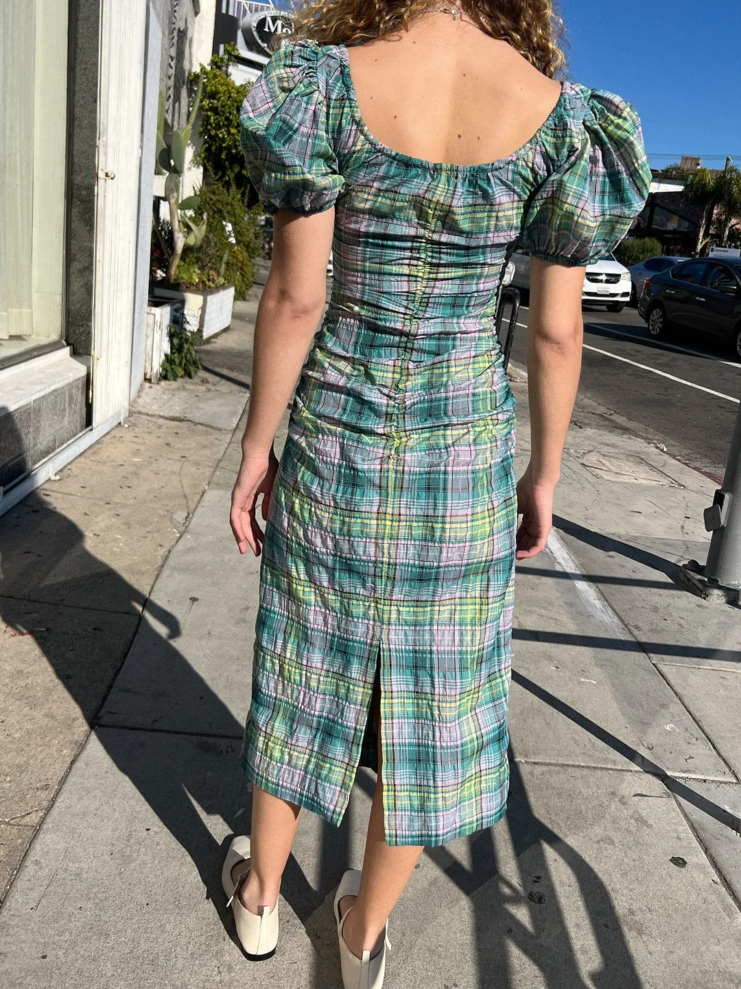 Seersucker Check Midi Dress - Lagoon sold by Lisa Says Gah product image thumbnail 3
