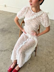 Flower Lace Midi Dress - White sold by Lisa Says Gah