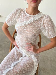Flower Lace Midi Dress - White sold by Lisa Says Gah