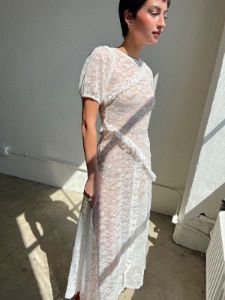 Flower Lace Midi Dress - White sold by Lisa Says Gah