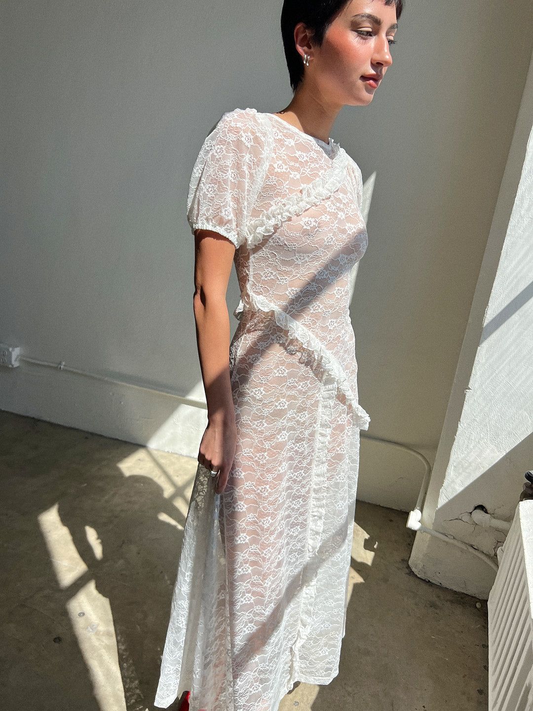 Flower Lace Midi Dress - White sold by Lisa Says Gah product image thumbnail 4