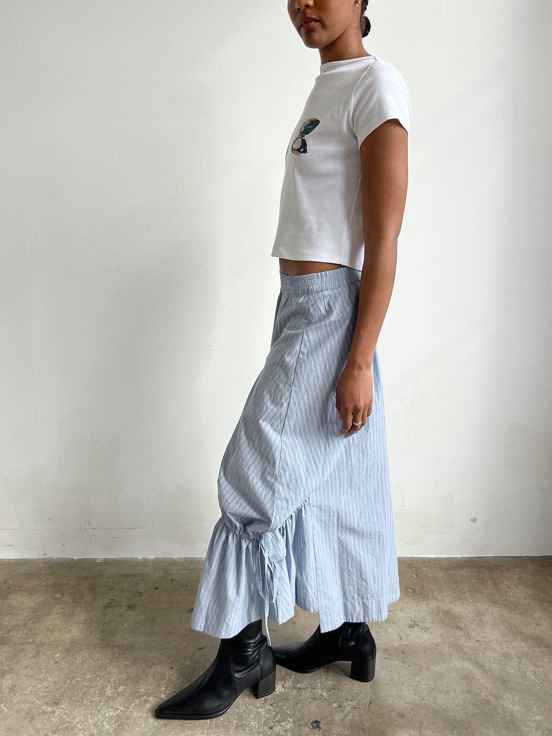 スカート [FRITUR] Marine Stripe Mid-Skirt Marine Channel Midi Skirt - Blue Stripe | Parallel