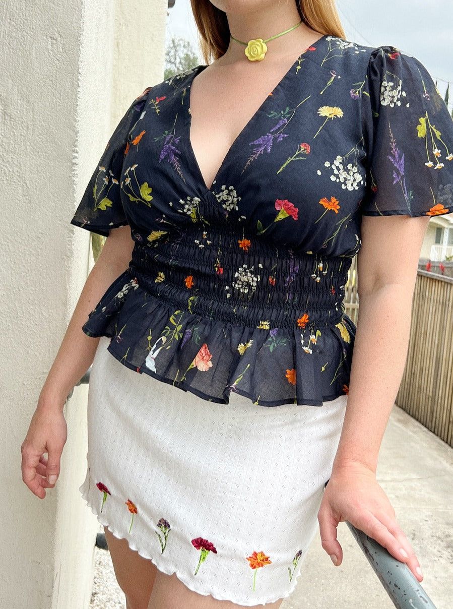 Rose Mini Skirt - Milk Bouquet sold by Lisa Says Gah product image thumbnail 5