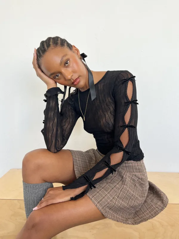 Ross Bow Mockneck Top - Night sold by Lisa Says Gah