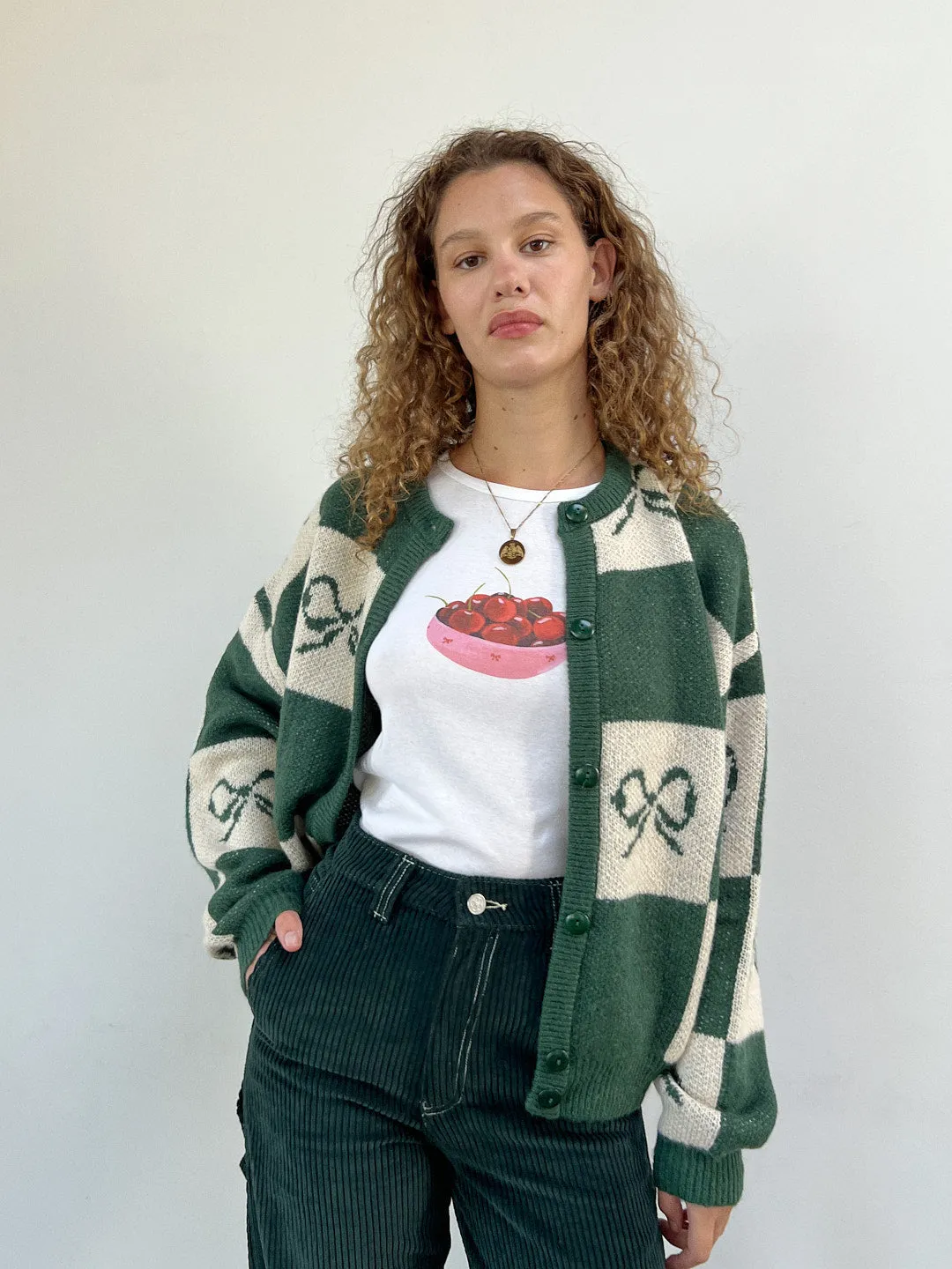 Lauda Cardi - Emerald Bow Check sold by Lisa Says Gah product image thumbnail 5