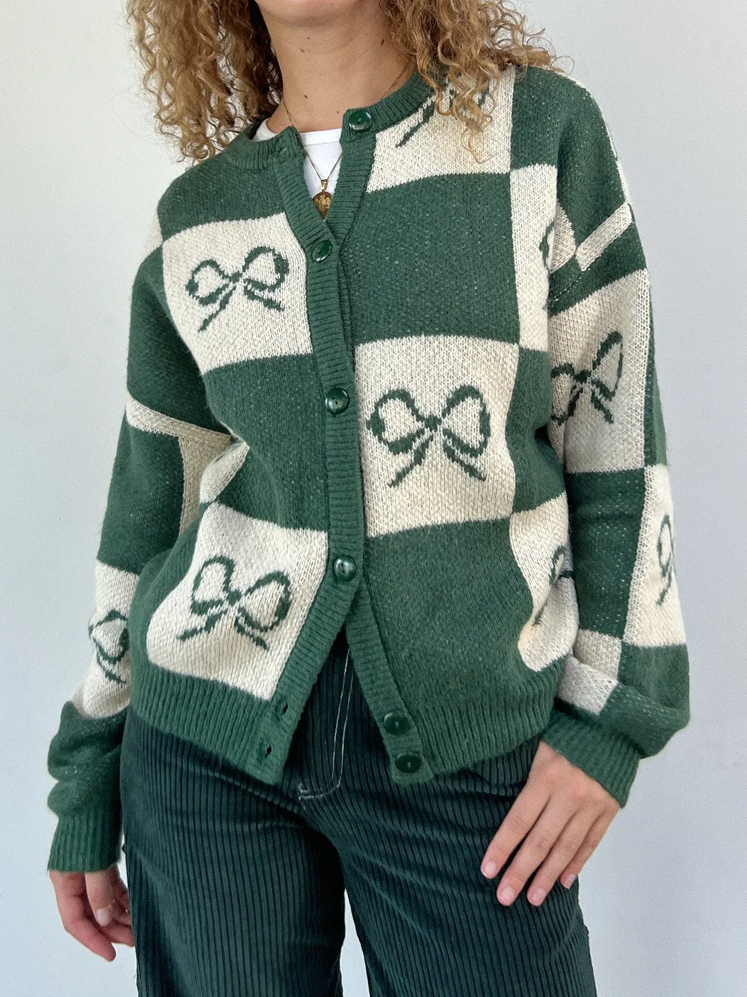 Lauda Cardi - Emerald Bow Check sold by Lisa Says Gah product image thumbnail 4