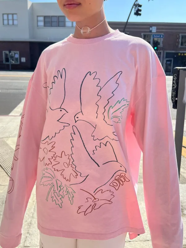 Doves Doodle Long Sleeve - Pink sold by Lisa Says Gah