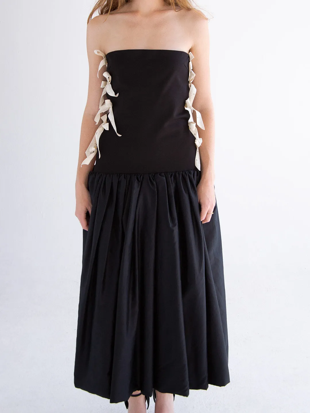 Side Bows Cut-Out Dress - Black/ Measuring Tape sold by Lisa Says Gah product image thumbnail 4