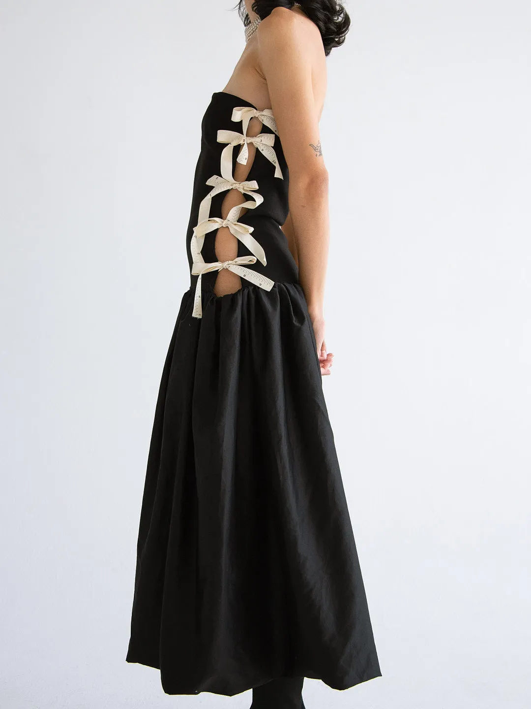 Side Bows Cut-Out Dress - Black/ Measuring Tape sold by Lisa Says Gah product image thumbnail 5