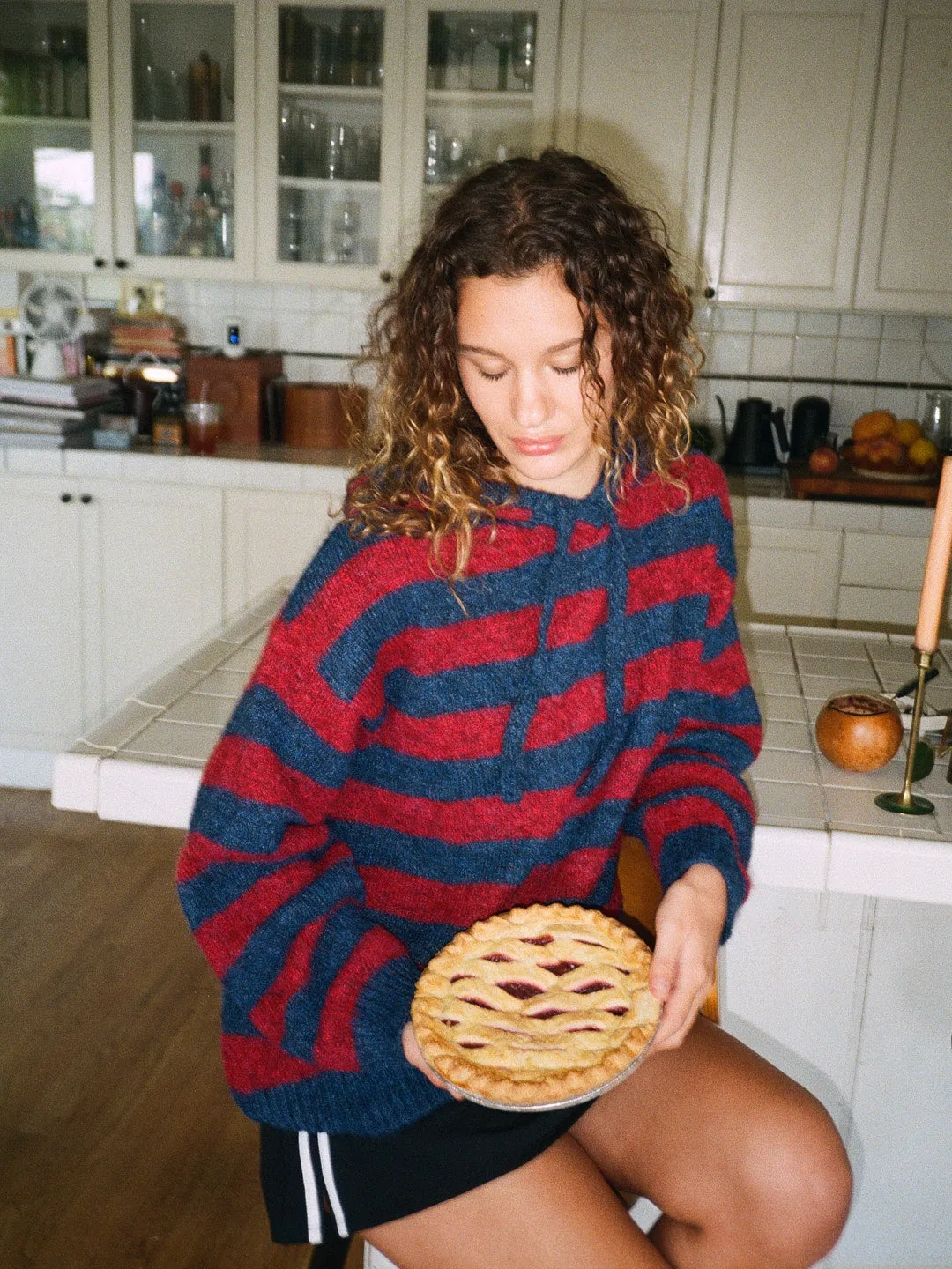 Riley Knit Hoodie - Red Navy Stripe sold by Lisa Says Gah product image thumbnail 3