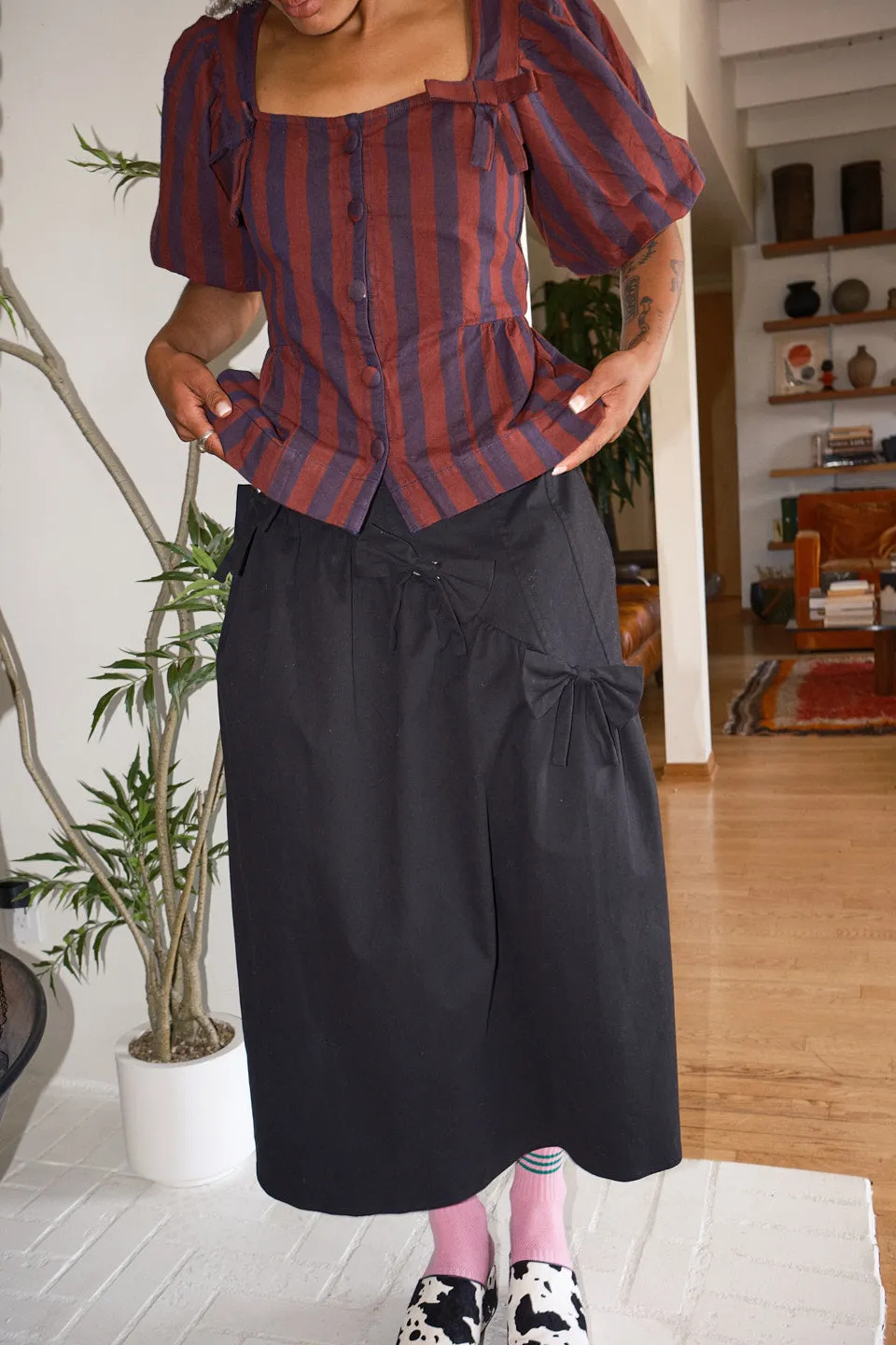 Harriet Blouse - Burgundy Navy Stripe sold by Lisa Says Gah product image thumbnail 4