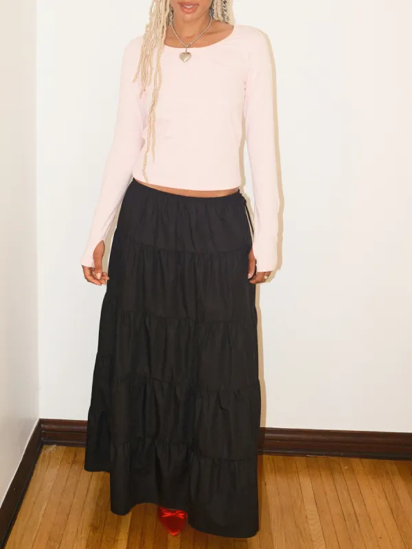 Tiered Maxi Skirt - Black sold by Lisa Says Gah