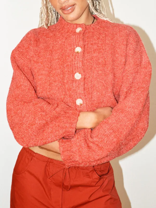Cable Knit Cardigan - Red sold by Lisa Says Gah