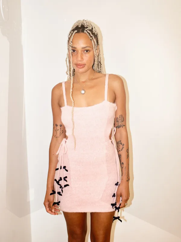 Tie Me Knit Mini Dress - Pink sold by Lisa Says Gah