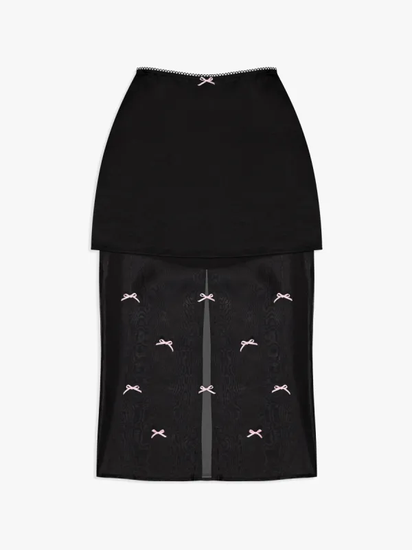 Harper Bow Tiered Skirt - Black Pink Bow sold by Lisa Says Gah