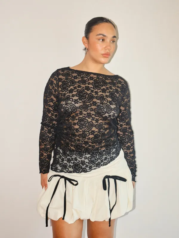 Jo Lace Top - Licorice Lace sold by Lisa Says Gah