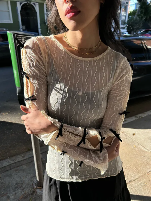 Ross Bow Top - Cream sold by Lisa Says Gah