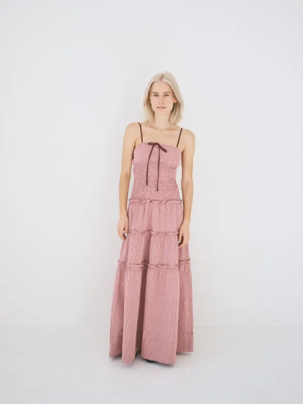Masami Maxi Dress - Checks Burgundy sold by Lisa Says Gah