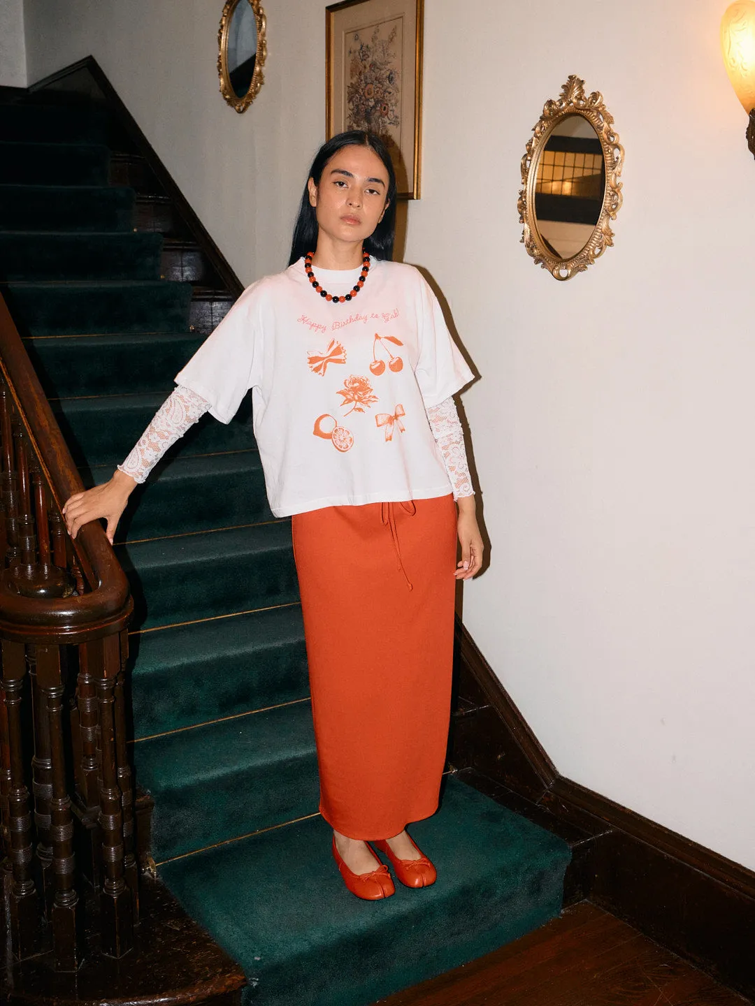 Simone Midi Skirt - Cherry sold by Lisa Says Gah product image thumbnail 4