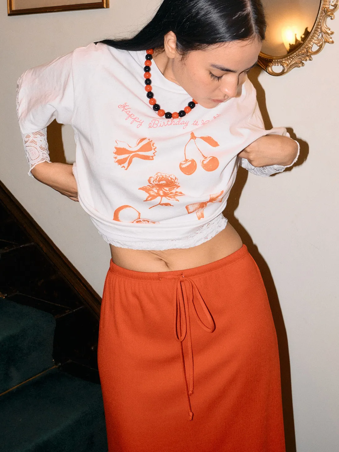 Simone Midi Skirt - Cherry sold by Lisa Says Gah product image thumbnail 3