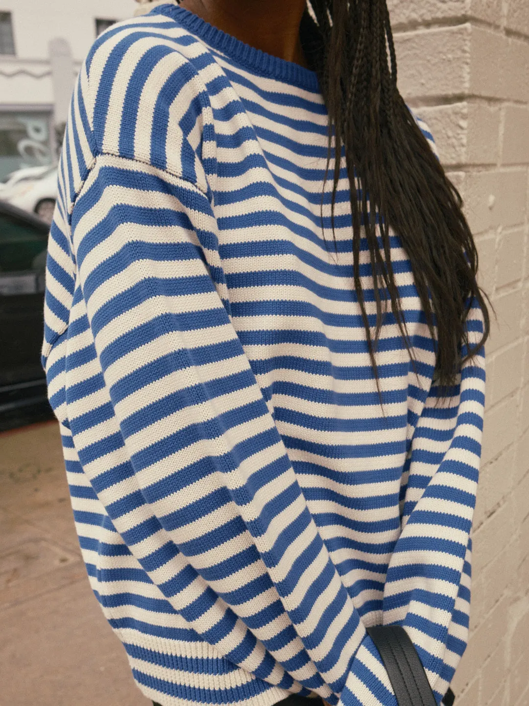 "I Can't Believe it's Not Vintage" Crewneck - Blue Stripe sold by Lisa Says Gah product image thumbnail 2
