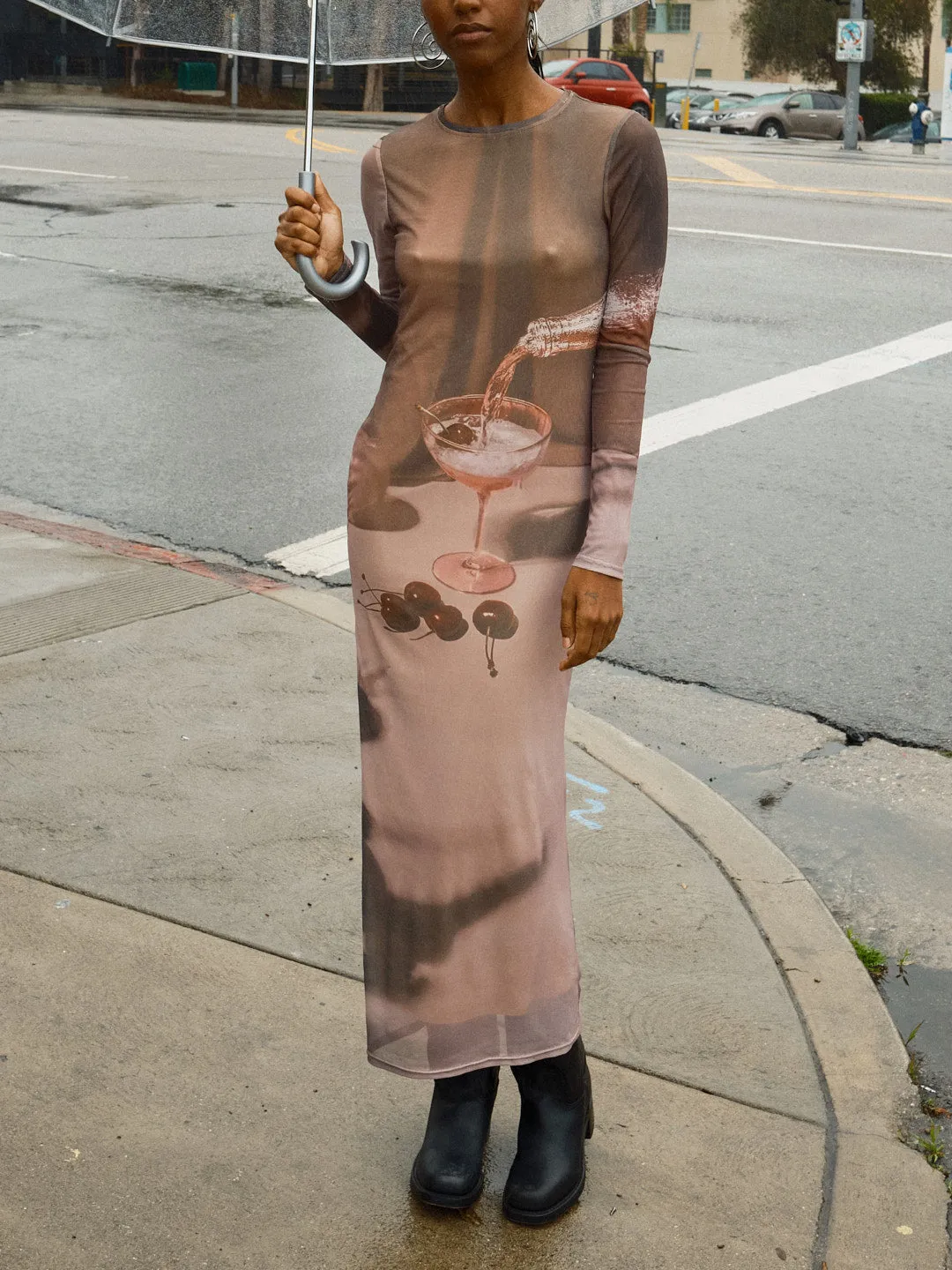 Cherry Martini Mesh Midi Dress - Multi sold by Lisa Says Gah