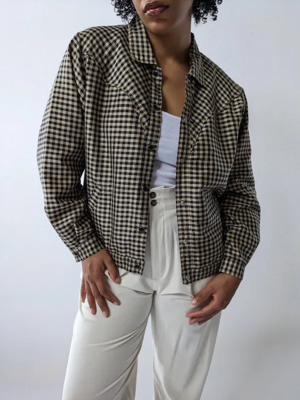Gingham Silk Jacket - Black Gingham sold by Lisa Says Gah