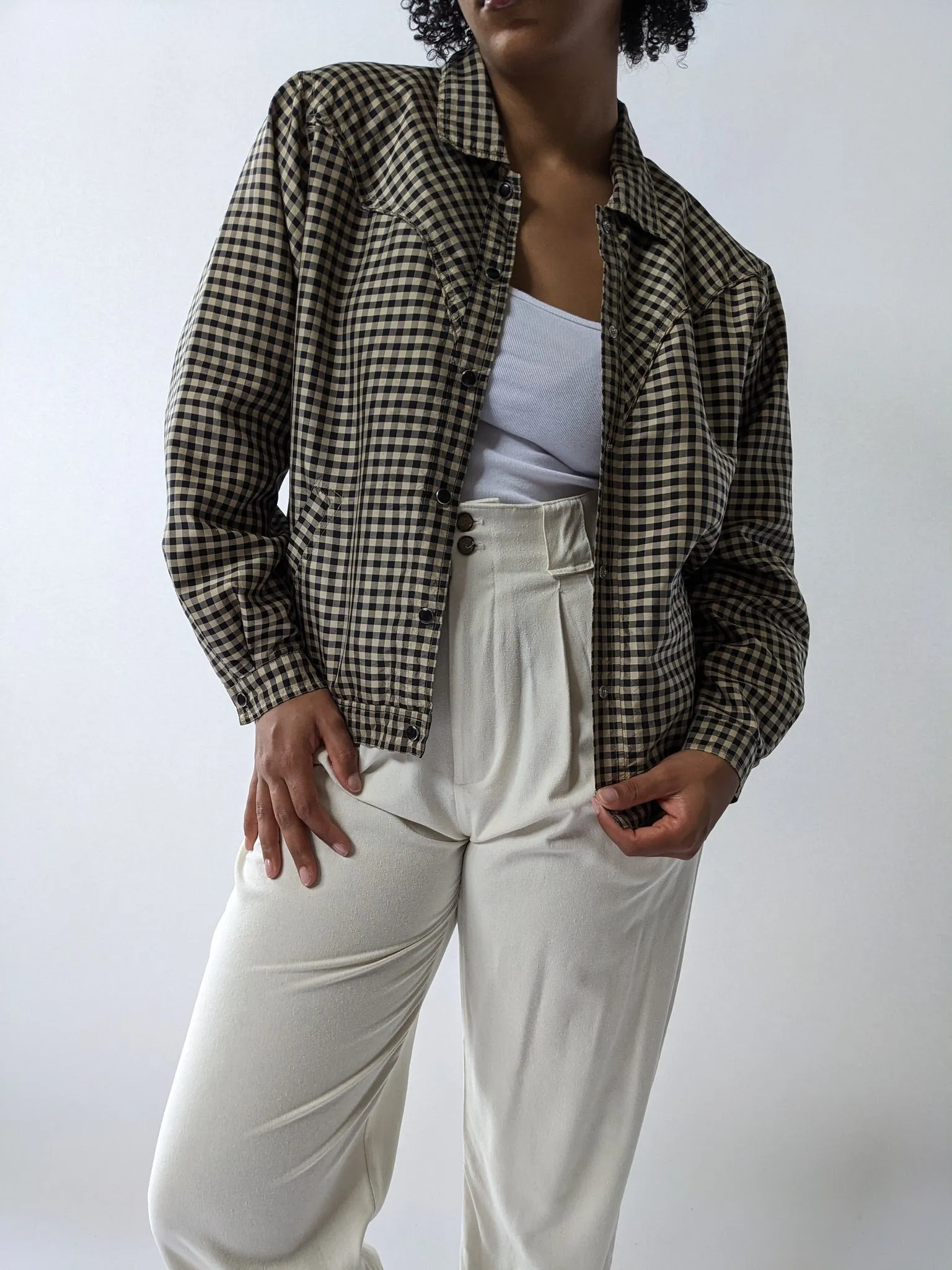 Gingham Silk Jacket - Black Gingham sold by Lisa Says Gah product image thumbnail 5