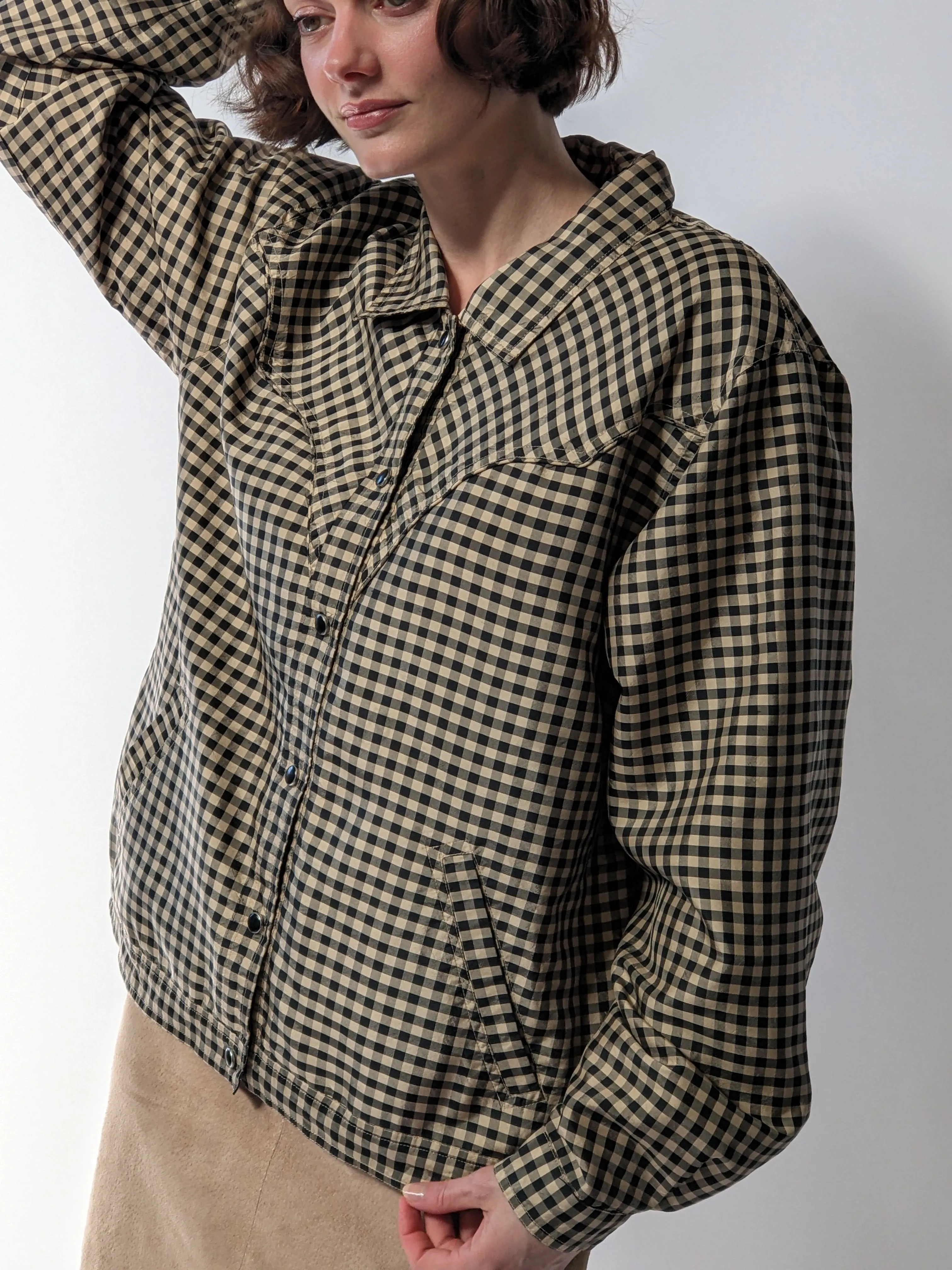 Gingham Silk Jacket - Black Gingham sold by Lisa Says Gah product image thumbnail 2