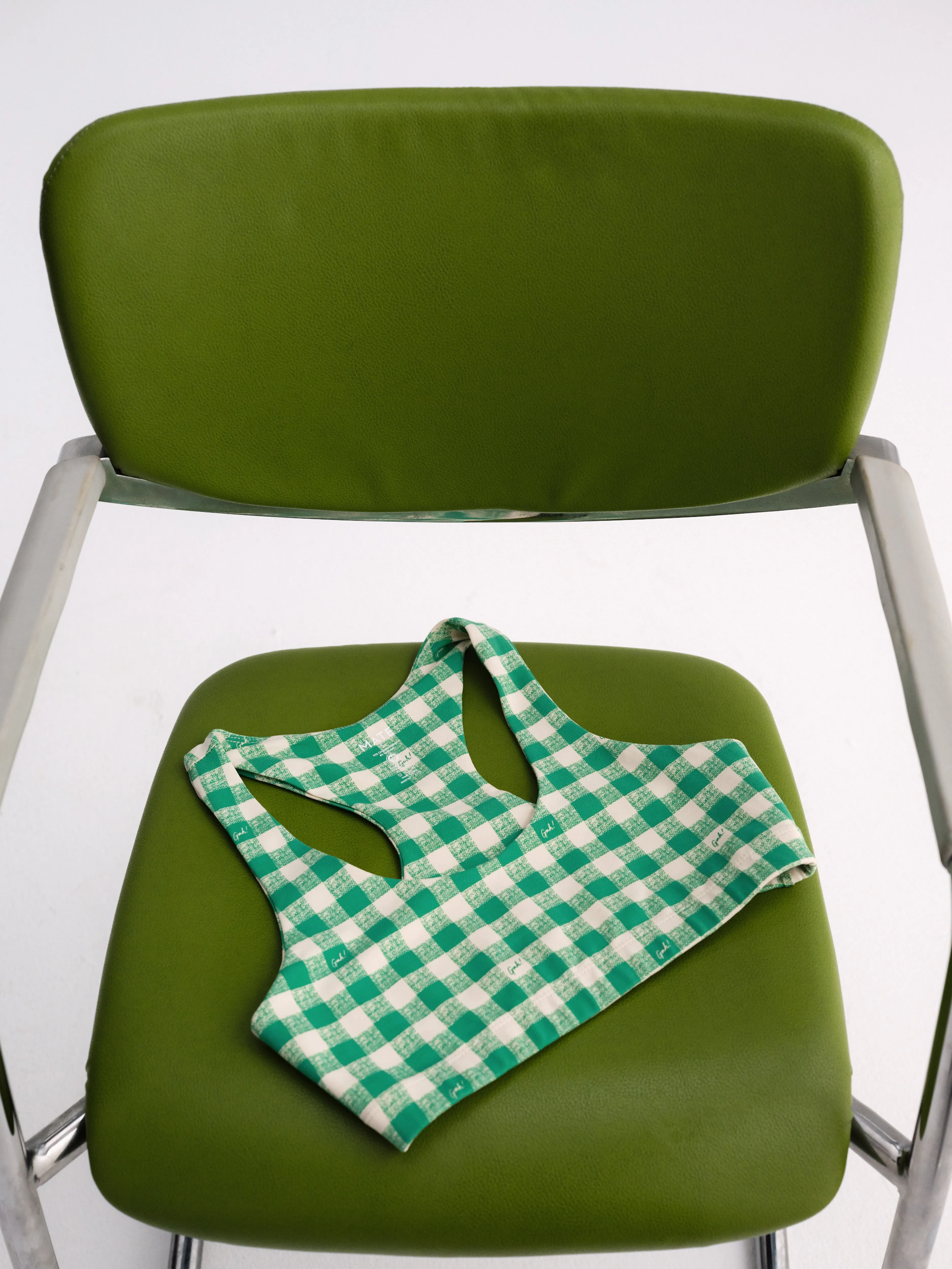 Organic Stretch Sports Bra - Basil Gingham sold by Lisa Says Gah product image thumbnail 4