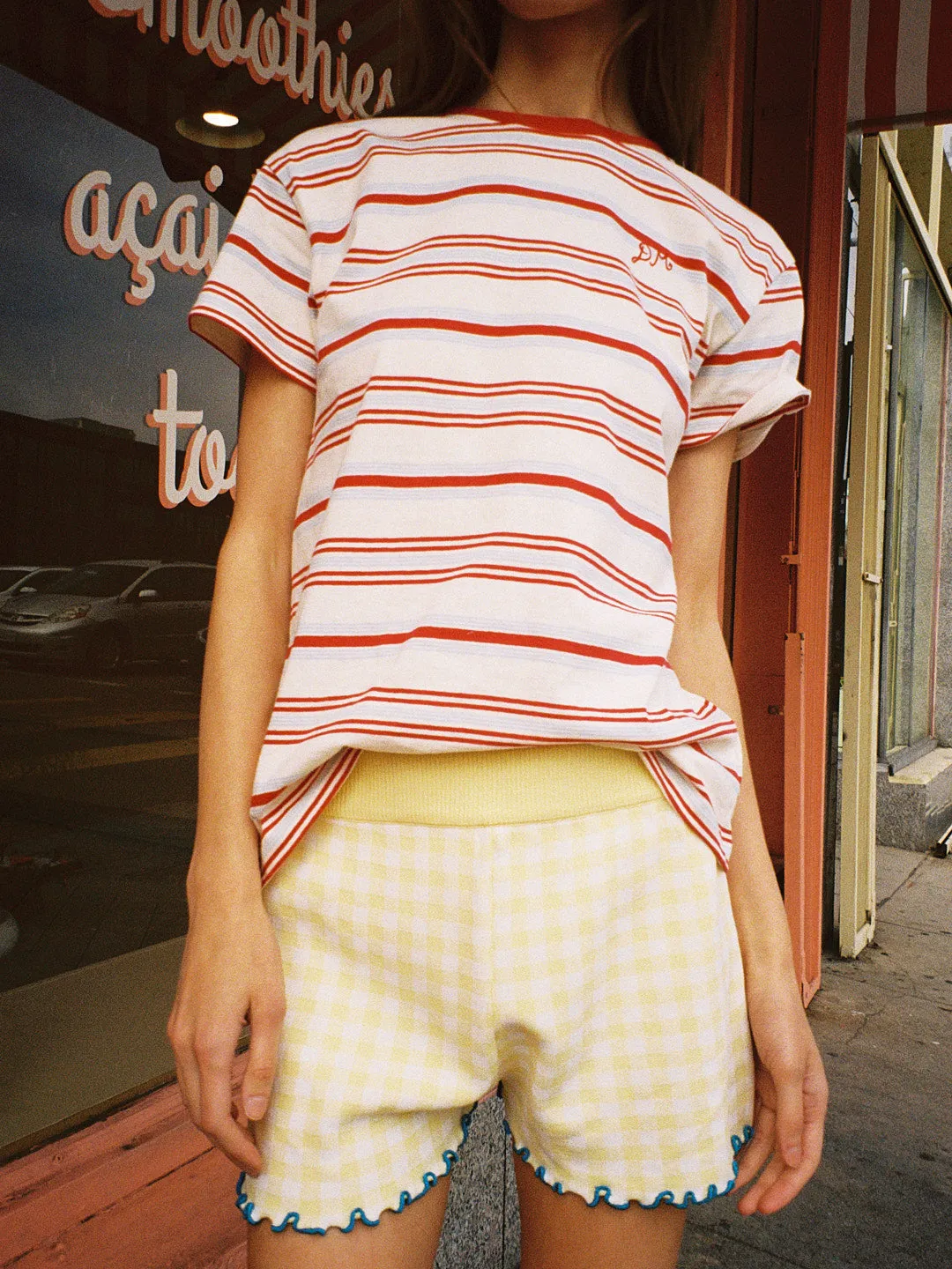 Ariel Shrunken Pointelle Tee - Butter Stripe sold by Lisa Says Gah product image thumbnail 4