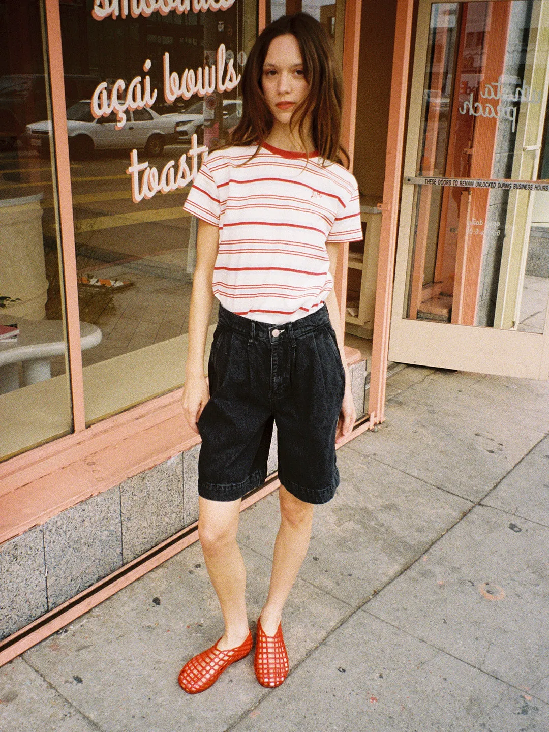 Ariel Shrunken Pointelle Tee - Butter Stripe sold by Lisa Says Gah product image thumbnail 2