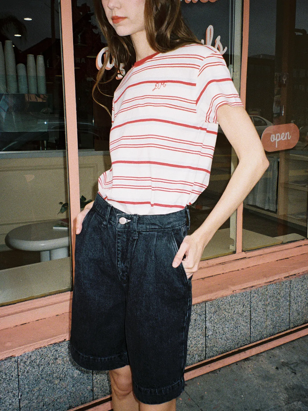 Ariel Shrunken Pointelle Tee - Butter Stripe sold by Lisa Says Gah product image thumbnail 5