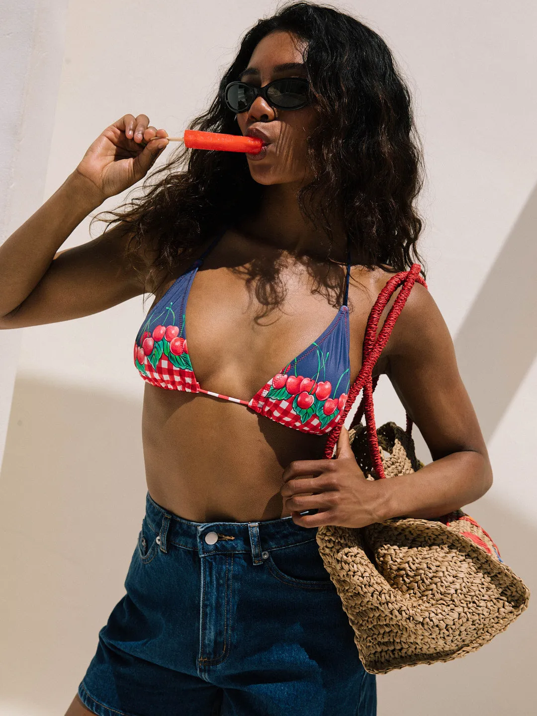 The Front Triangle Bikini Top - Cherry Pie sold by Lisa Says Gah product image thumbnail 4