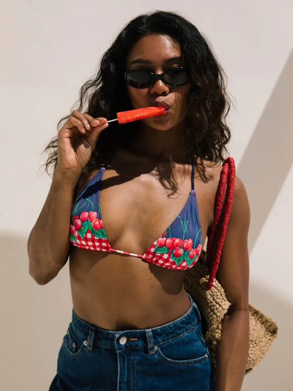 The Front Triangle Bikini Top - Cherry Pie sold by Lisa Says Gah